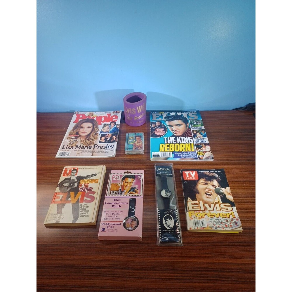 Vintage Elvis Presley Memorabilia (2)Watches Koozie Cards Magazines